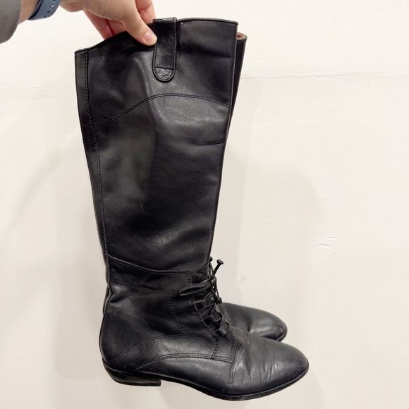 Corso Como Black Knee High Lace-Up Leather Equestrian Riding Boots 8.5 - Picture 1 of 11